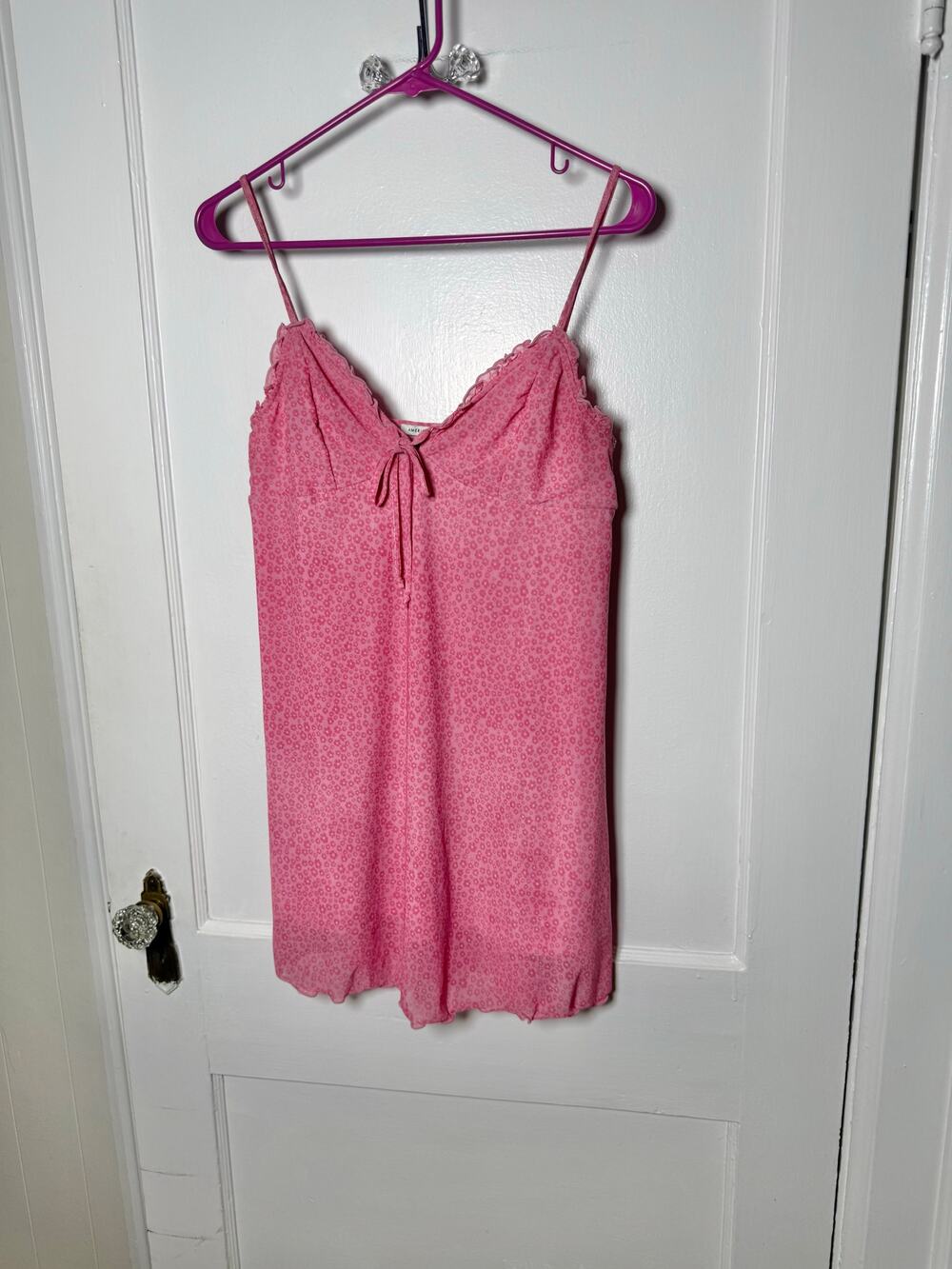 American Eagle Pink Floral Mini Babydoll Cami Tank Girly Feminine Dress Medium